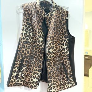 Leopard Print Quilted Vest with Black Elastic Size 1x